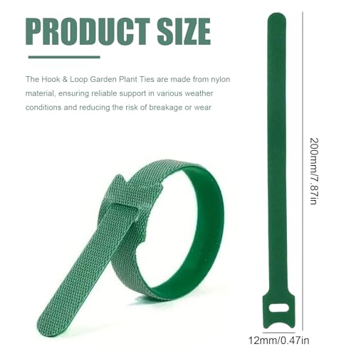 200Pcs Green Nylon Adjustable Plant Ties & Cable Straps
