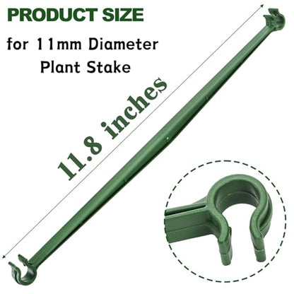 Coloch 100 Pcs Plant Stake Arms for Tomato Cage, 11.8” Expandable Plant Supports Trellis Connector with 2 Buckles for 11mm Diameter Plant Stake, for Climbing Plants, Tomato, Vegetable, Indoor&Outdoor