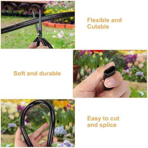 1/2 Inch Irrigation Tubing 50ft, PE Rigid Drip Irrigation System for Garden, (0.52″ ID X 0.60″ OD) Black Dripline, Garden Watering, Automatic System - size: 1/2''50ft