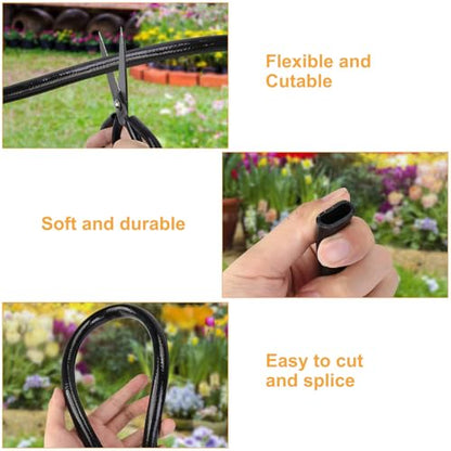 1/2 Inch Irrigation Tubing 50ft, PE Rigid Drip Irrigation System for Garden, (0.52″ ID X 0.60″ OD) Black Dripline, Garden Watering, Automatic System - size: 1/2''50ft