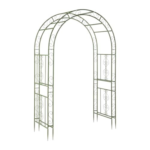VINGLI Garden Arbor, Double Layer Arch Archway for Wedding Ceremony Party, Steel Garden Trellis for Plant Climbing, Christmas Garden Decorations Pergola for Garden, Backyard, Lawn (Olive Green) - color: Olive Green, size: 7 FT