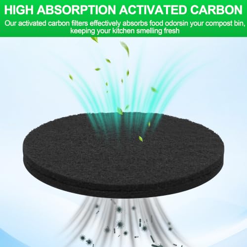 (12 Pack) Kitchen Compost Bin Replacement Charcoal Filters 6.7 Inch Diamete