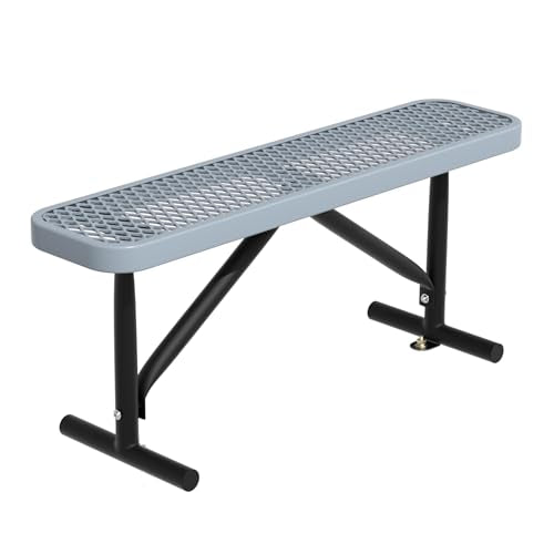 4FT Metal Park Bench for Outside, Heavy-Duty Outdoor Bench with Thermoplastic-Coated, Weatherproof Steel Mesh Bench for Parks, Gardens, Patios, Stores, Grey - color: Grey, size: 4FT