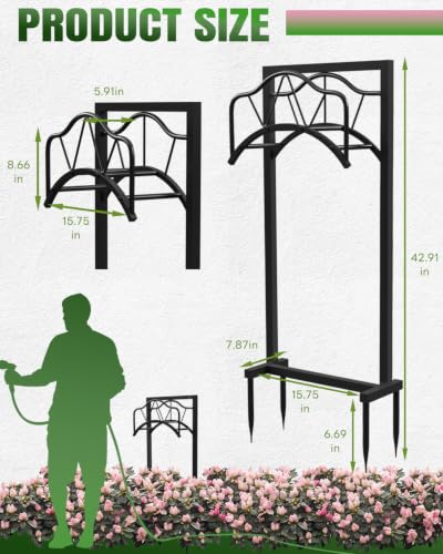 4-Spike Metal Waterproof Freestanding Garden Hose Holder for Outside