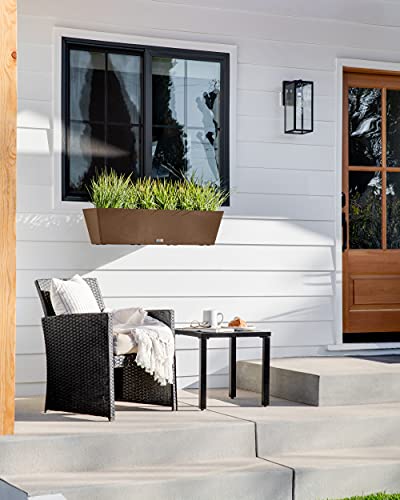 Veradek Pure Series Railing Planter - Tapered Window Box with Bracket - color: Espresso, size: 36 inch