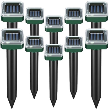 Mole Repellent Solar Powered Solar Powered, Sonic Mole Deterrent Spikes,Groundhog,Skunk,Snake,Gopher, Vole, Chipmunk, Deer Repellent for Yard Lawns Garden,10 Pack