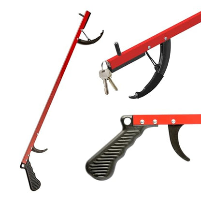 Sammons Preston Reacher, Red, 26 Inch, Grabber Reacher Tool, Lightweight Trash Picker Grabber & Garden Nabber, Handy Aluminum Picker Up Tool & Reaching Claw, Portable Reaching Assist & Dressing Tool - color: 26" Standard, Red, size: Single