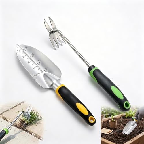 2-in-1 Heavy-Duty Weeder & Garden Trowel — A Sturdy, Durable Stainless Steel Root Removal Tool Featuring an Ergonomic, Non-Slip Handle; Suitable for Garden, Lawn, and Yard Tool Sets. - size: 2PSC-A