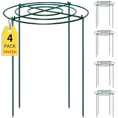 4pack Peony Cages and Supports, 24 x 32 Inch Four Legs Peony Cage, Heavy-Duty Peonies Support Cages, Peony Ring for Roses, Hydrangeas, Sage, Peonies, Cucumbers, Tomato - size: 24"X32"