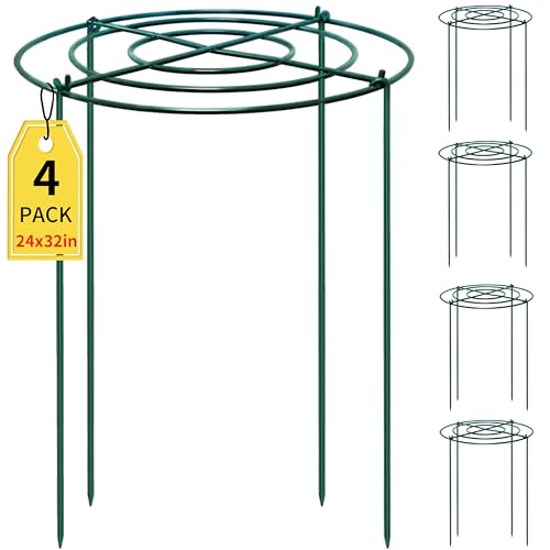 4pack Peony Cages and Supports, 24 x 32 Inch Four Legs Peony Cage, Heavy-Duty Peonies Support Cages, Peony Ring for Roses, Hydrangeas, Sage, Peonies, Cucumbers, Tomato - size: 24"X32"