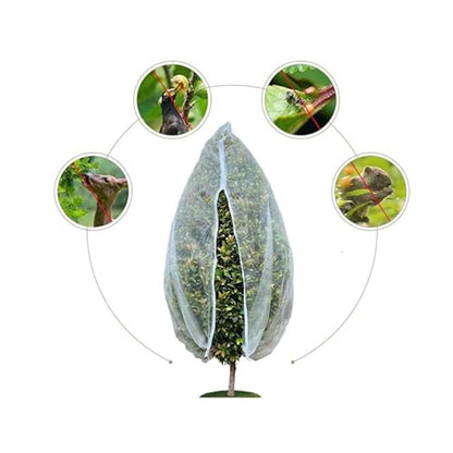Drawstring & Zipper Fruit Tree Netting Cover - Reusable Bird Netting for Blueberry Bushes, Anti-Cicada/Deer/Squirrel Large Plant Protection Net - size: 3.9×2.6Ft