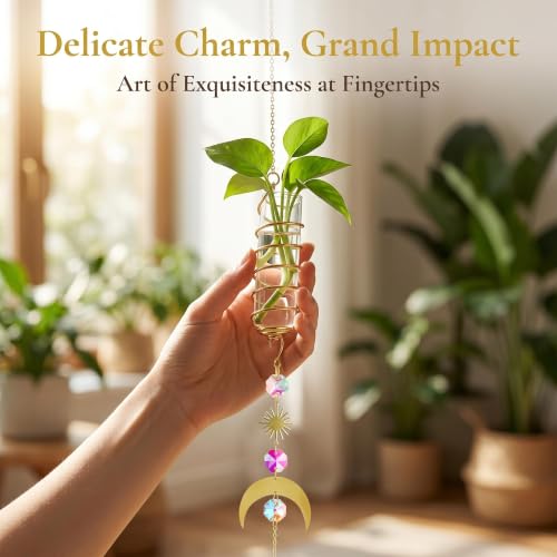 6pcs Plant Propagation Station Hanging Suncatcher with Chain Pendant