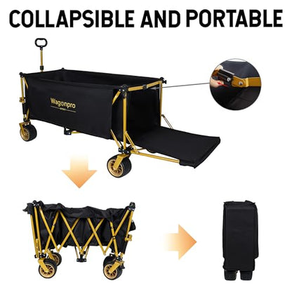GDFStudio 67.5" Extra Long Beach Wagon Cart with Tailgate, Utility Cart for Camping Beach, Camping Gear Transport Wagon, Heavy Duty All-Terrain Wheels, 480 lbs Capacity, No Assembly, Black - color: Black With Tailgate