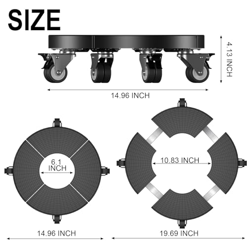 Adjustable Plant Caddy with Wheels, 15–22 Inch Heavy Duty Rolling Plant Stand, Lockable Casters, 440–500 lbs Capacity, Large Plant Dolly for Indoor Outdoor Flower Pot Mover, Black - size: Plastic