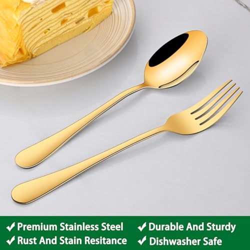 Gold Soup Spoons,8 PCs 7.3 Inch Dinner Spoons,Durable Mirror Polishing Stainless Steel Silveware Main Spoon,Dishwasher Safe Gold Table Spoon For Home Restaurant Hotel - size: 8-Piece(Gold)