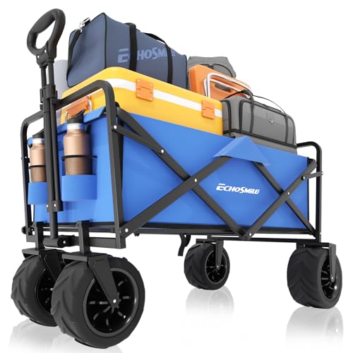 EchoSmile Wagons Carts Foldable Heavy Duty 350Lbs Capacity, Blue - color: Blue-arrow