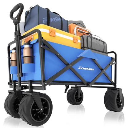EchoSmile Wagons Carts Foldable Heavy Duty 350Lbs Capacity, Blue - color: Blue-arrow
