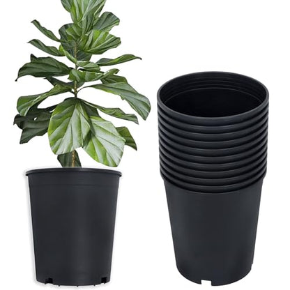 Planter Nursery Pots 5 Gallon Pots for Plants, Injection Molded Plastic Nursery Pots, 11 inch Plant Container 3.6 Gal Liquid Volume 10-Pack - color: Black, size: Round-11inch-10pcs