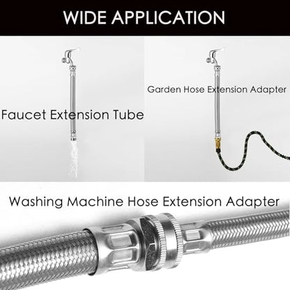 Garden Hose Extender, Kink-Free, Braided Stainless Steel Water Hose - size: 2FT, style: Male to Female