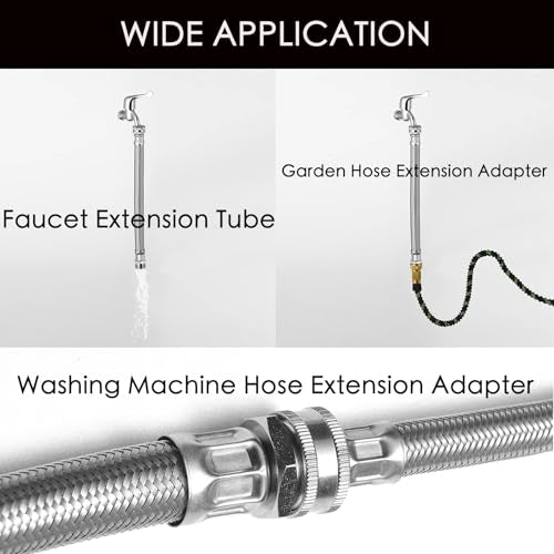 Garden Hose Extender, Kink-Free Saver,Braided Stainless Steel Water-Inlet Hose (Hose OD 0.87", ID 0.62") - size: 1FT, style: Male to Female