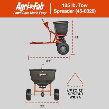 Agri-Fab Tow Behind ATV/UTV Broadcast Spreader for Seed, Fertilizer, Salt and Ice Melt, 185 lb Capacity with 12 Ft Spread Width - style: 185 lb. Direct Rod Control Tow-Behind ATV/UTV Spreader