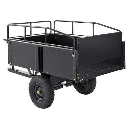 Happybuy Heavy Duty Steel ATV Dump Cart, 750-Pound Capacity, 12 Cubic Feet Garden Utility Trailer with Removable Sides for Lawn Mower Tractor - Black