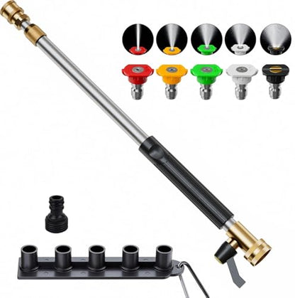 Adjustable Jet Nozzle High Pressure Hose Nozzle, 18-33” Hydro Nozzle Wands - color: Black, size: 33inch