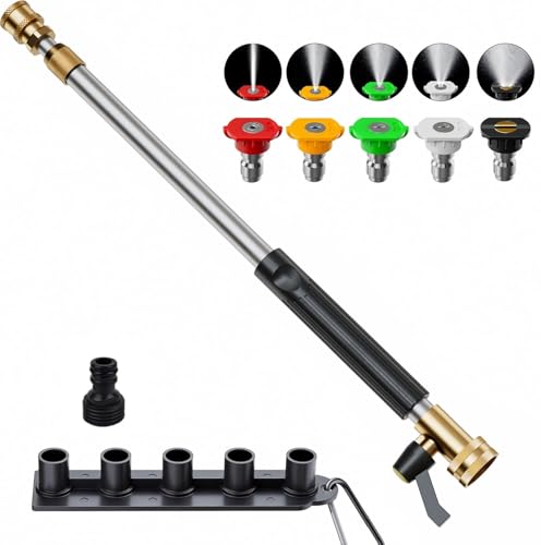 Adjustable Jet Nozzle High Pressure Hose Nozzle, 18-33” Hydro Nozzle Wands - color: Black, size: 33inch