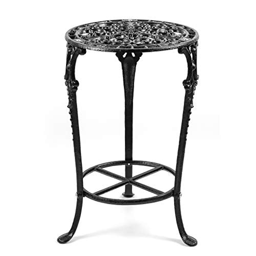 MDLUU Plant Stand 18.8 Inches Tall, Cast Iron Potted Plant Stand, 2-Tier Metal Planter Stand, Flower Pot Stand for Living Room, Bedroom, Kitchen Decor (Black) - color: Black