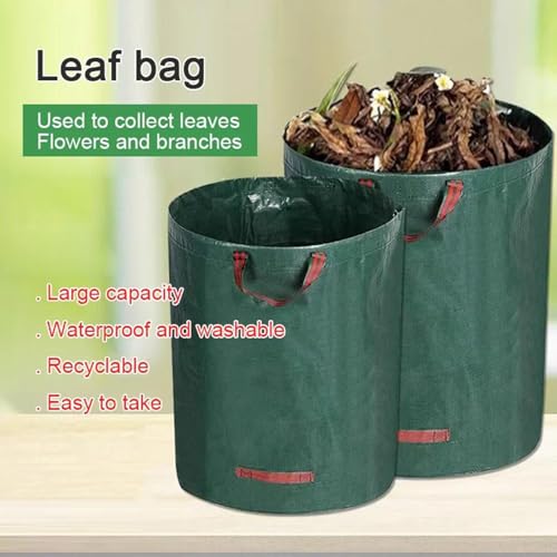 Reusable Garden Waste Bag, 80 Gallon Capacity, Heavy Duty with 4 Handles, Green,Collapsible Gardening Containers for Lawn and Leaf Trash,Weed Bag ﻿ (1)