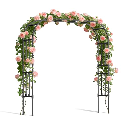 Square Tube Metal Garden Arbor Trellis, 6.9x7.9FT - color: 6.9 FT L/Black, size: Full Arch