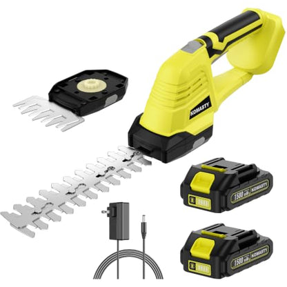 20V Hedge Trimmer Cordless with 2 Battery and Charger, 2 in 1 Bush Trimmer