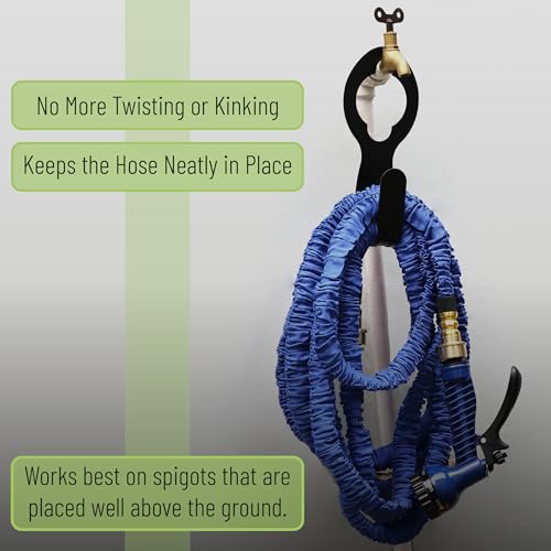 UNCO- Small Garden Hose Holder, Metal, Fits 20-50 ft 5/8” Expandable Hose - size: 1 Pack