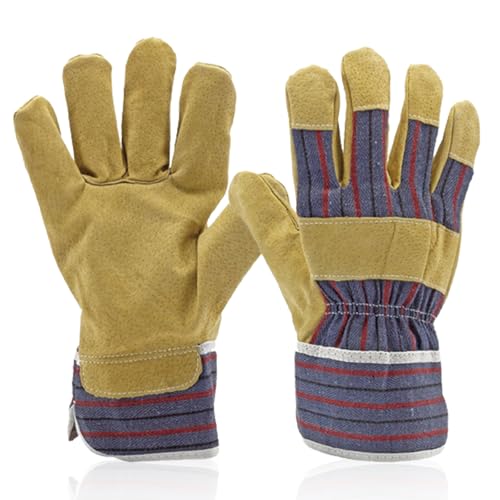 Work Gloves for Men, Mechanic Work Gloves with Enhanced Grip Non-Slip Breathable for Yard, Outdoor and Mechanic Work - color: Light Yellow, size: Large