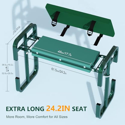 AUROPEAK Garden Kneeler and Seat, 7-Level Adjustable Stool with Handles