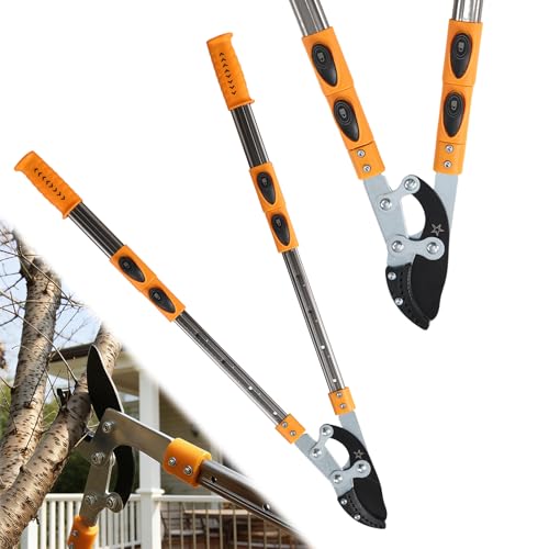 Loppers for tree trimming heavy duty extendable 24.8-43.7 inches,Tree pruning shears Rust Resistant Sharp Steel Blade Tree Limb Trimmer，Shock-Absorbing design, Non-slip Handle，Garden Tools