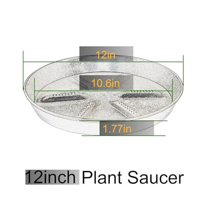 NIMYAU Plant Saucer 12 inch 2 Pack Deep Drainage Plant Saucers – Raised Middle Platform, Heavy Duty Thick Plastic Round Drip Tray - color: Gray, size: 12" (2-Pack)