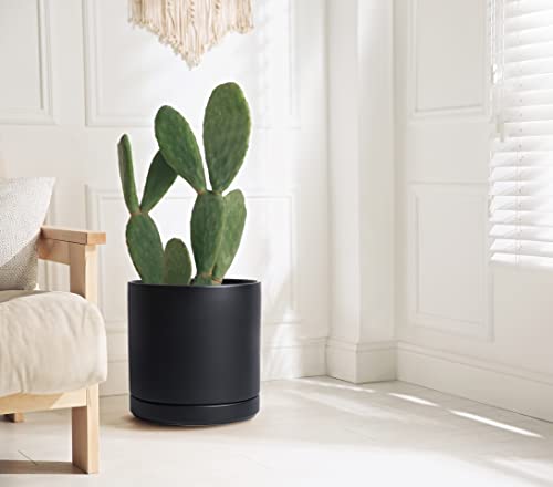 D'vine Dev 12 Inch Ceramic Planter Pot, Black, 94-O-F-2 - color: Black, size: X-Large