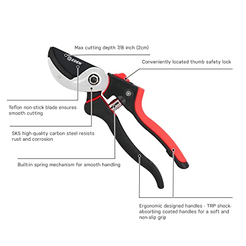 Eden 39000 Heavy Duty Adjustable Anvil Pruning Shears for Gardening, Hand Pruners, Stem Cutter, Branch Trimmer, Garden Clippers - style: Adjustable