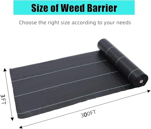 3ft x 300ft Premium Weed Barrier Landscape Fabric, 3.24 oz Heavy Duty, Weed Control Fabric, High Permeability, Good for Flower Bed, Driveway Fabric and Ground Cover - size: 3*300FT & 3.24oz