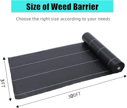 3ft x 300ft Premium Weed Barrier Landscape Fabric, 3.24 oz Heavy Duty, Weed Control Fabric, High Permeability, Good for Flower Bed, Driveway Fabric and Ground Cover - size: 3*300FT & 3.24oz