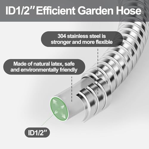 SPECILITE 1/2"x 150FT 304 Stainless Steel Metal Hose with Blue Nozzle - size: 150 ft