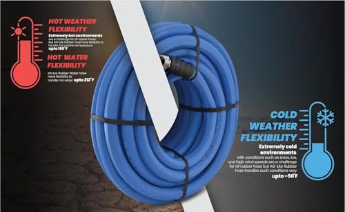 AG-LITE BSAL34100 3/4" x 100' Hot/Cold Water Rubber Garden Hose, 100% Rubber, Ultra-Light, Super Strong, 500 PSI, 50F to 190F Degrees, High Strength Polyester Braided - size: 3/4" x 100'