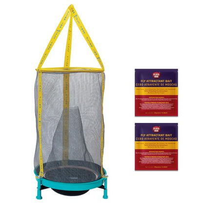 EZ Fly Cage Ranch Fly Trap with 2 Flies Inn Fly Attractant Bait Refill, Low Odor, Reusable, Built to Last for Years - style: 1 Trap+2 Bait