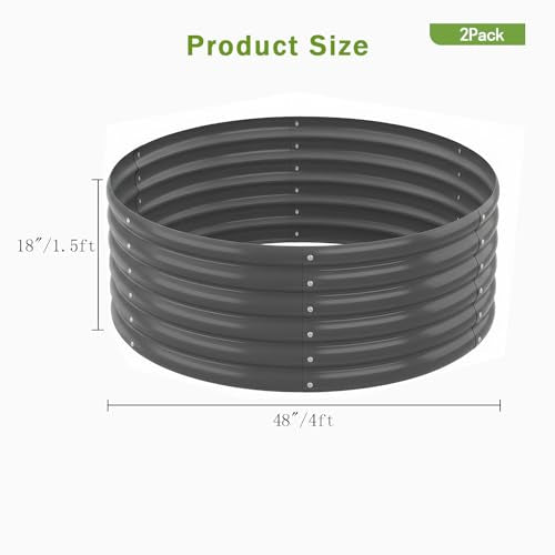 Besebay 2-Pack 4x1.5ft Galvanized Raised Garden Bed, Outdoor Planter Bed, - color: Dark Grey, size: 4x4x1.5ft (2PCS)