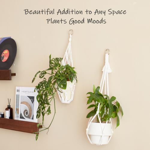 4Pack Macrame Plant Hangers Boho Hanging Planter for Indoor Plants - color: White