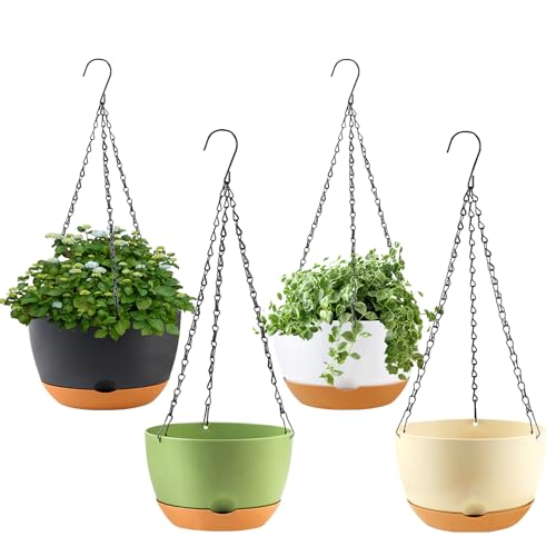 Hanging Planter for Plants Indoor, 8 Inch 4 Pack White/Black/Green/Beige - color: Multicolor, size: 8 inch