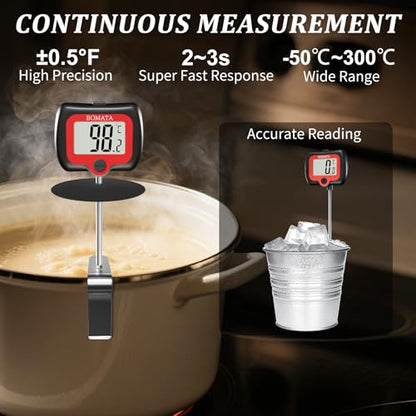 BOMATA Digital Candy Thermometer with Pot Clip, Deep Fry Oil Thermometer - color: Black