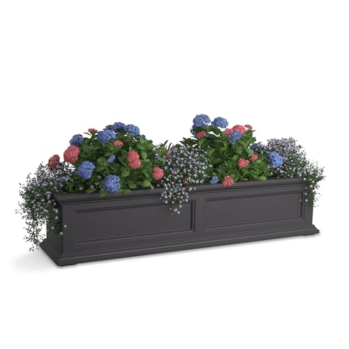 Mayne Fairfield 48in Self-Watering Rectangular Window Box Planter, Gray - color: Graphite Grey, size: 48in