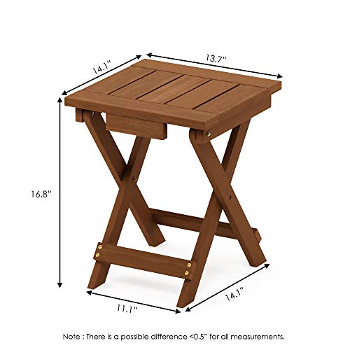 Furinno TIOMAN Outdoor Adirondack Folding Patio Table, Natural - size: Small Folding Table